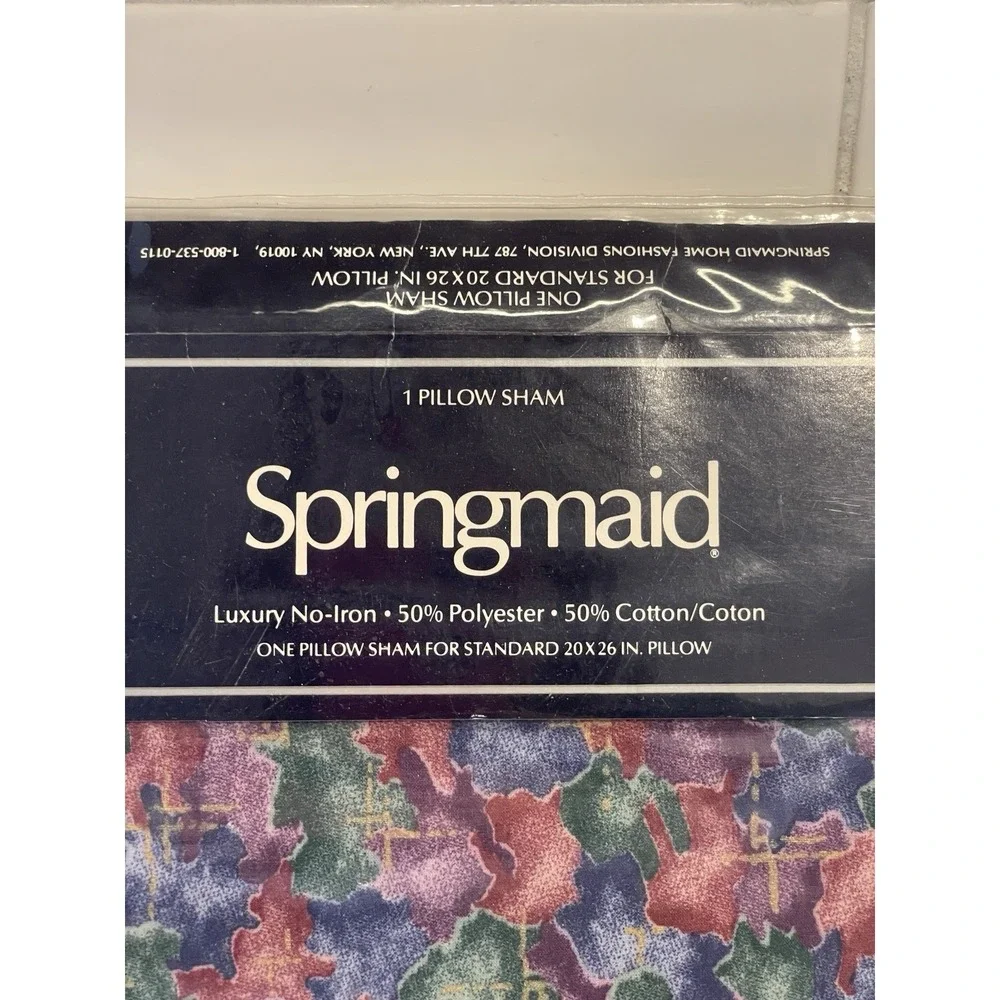 Vintage Springmaid Spring Jewel Single Pillow Sham Standard‎ No Iron 1990s New